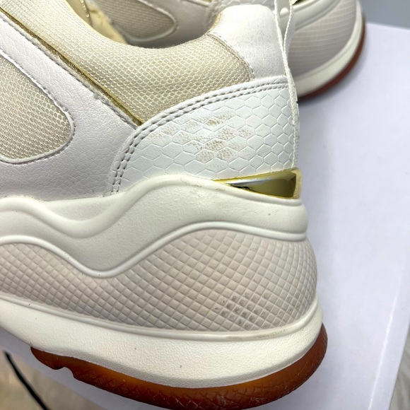 Aldo | White, Gold, & Cream Patchwork Platform Sneakers - Picture 5 of 6